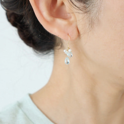 天然石藍色托帕石鉤形耳環/耳環 第11張的照片