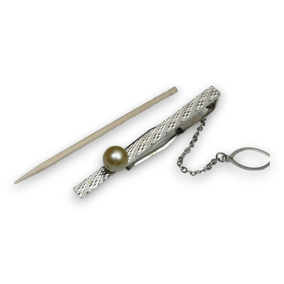 金製 ネクタイピン 真珠付き 金製 ネクタイピン 真珠付き