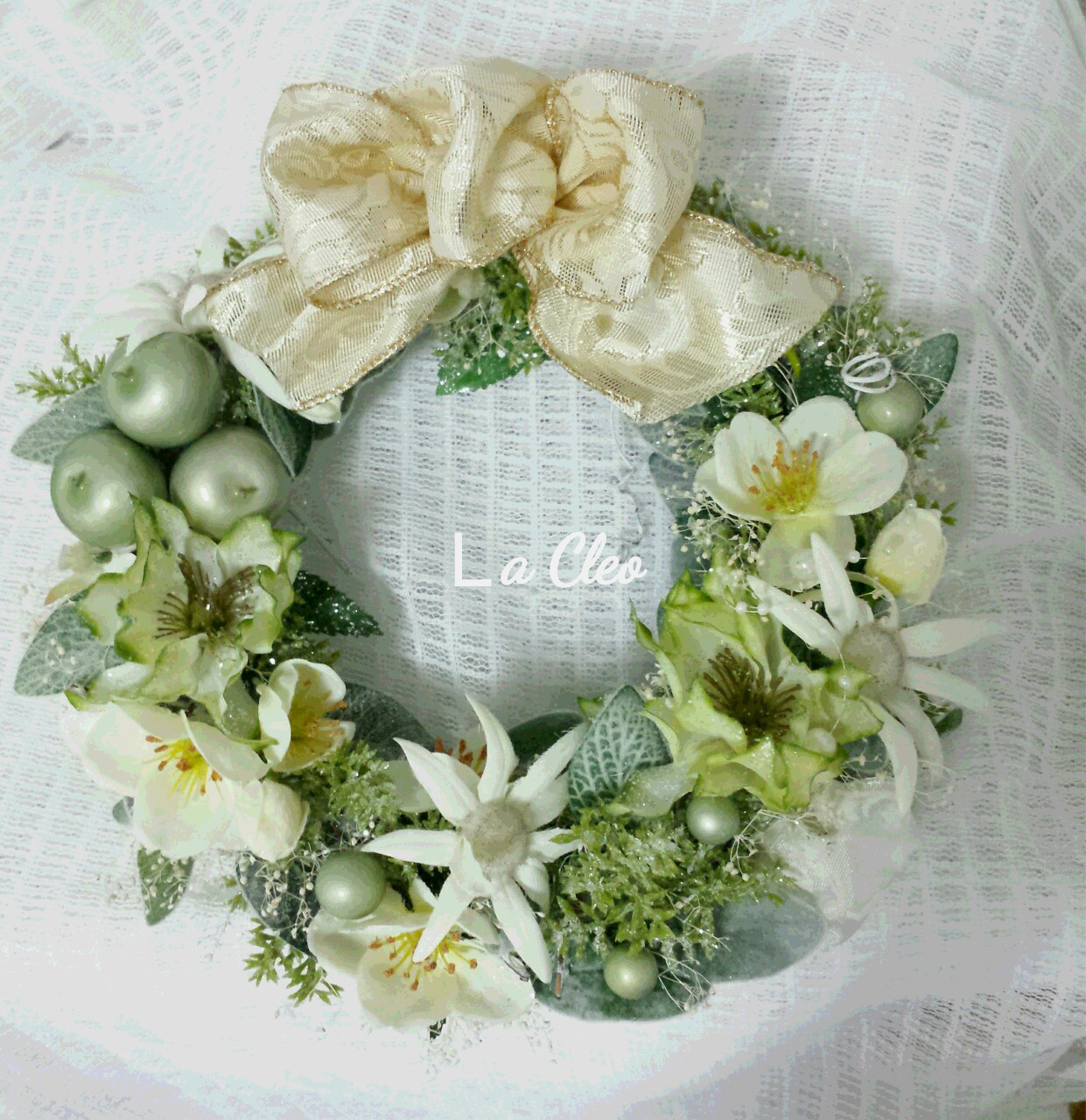 ボタニカル風2WAYリース　アーティフィシャルフラワーグリーン　　送料無料