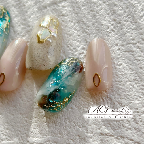 H29 奥行きニュアンスネイル（グリーン） ネイルチップ ニュアンス