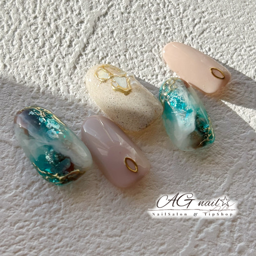 H29 奥行きニュアンスネイル（グリーン） ネイルチップ ニュアンス