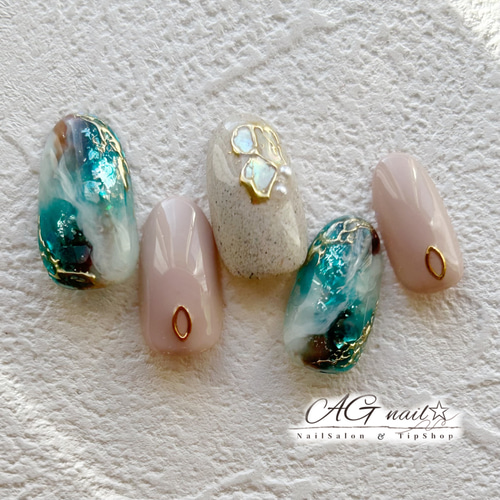 H29 奥行きニュアンスネイル（グリーン） ネイルチップ ニュアンス