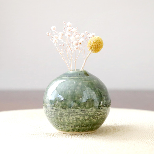 ン 大人気 新品 ノ 織部釉のぽってり丸い一輪挿し TSUCHI 一輪挿し・花瓶・花器 その他