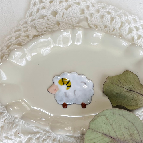 純銅板【ひつじ/羊/未】七宝焼き《K72-030》 その他素材 Sippou Japan