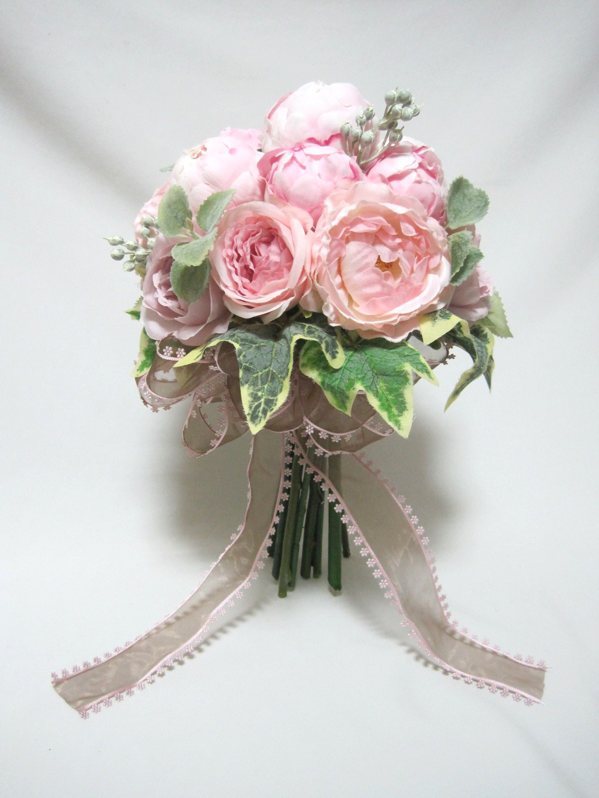 しゃくやくのクラッチブーケ♪ナチュラルブーケ♪ブートニア付き♪生花みたいに綺麗な造花です♪高品質なのに安い