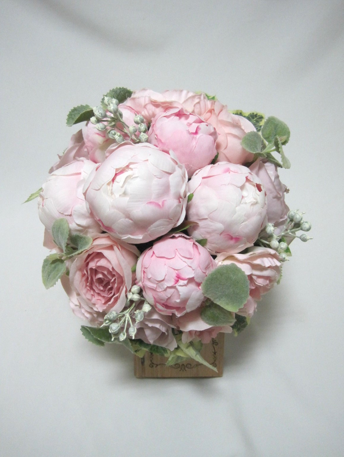 しゃくやくのクラッチブーケ♪ナチュラルブーケ♪ブートニア付き♪生花みたいに綺麗な造花です♪高品質なのに安い