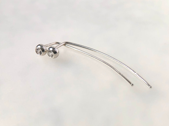 【受注製作】rosées / sapphire silver hook earrings サファイアシルバーフックピアス 2枚目の画像