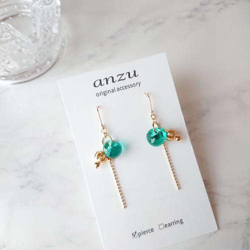 No.247 ドロップビーズのピアス ハンドメイド ピアス レジン
