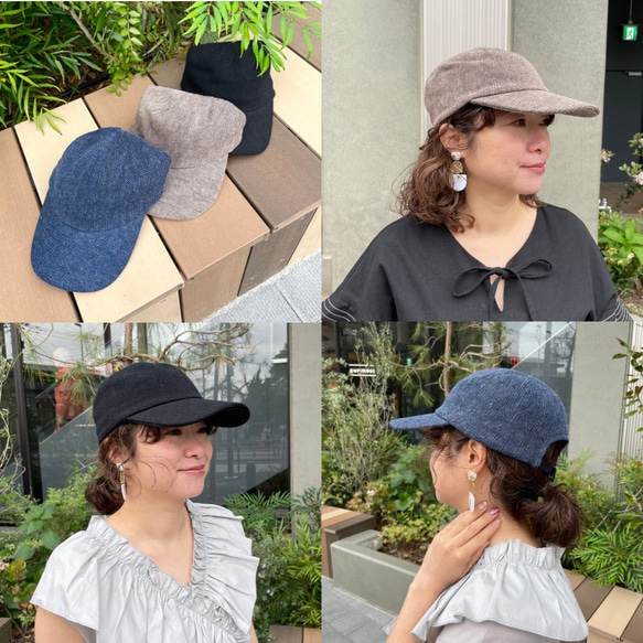 洗えるリネン】真夏も涼しい麻素材♡大人のリネンキャップ♡サイズ調整
