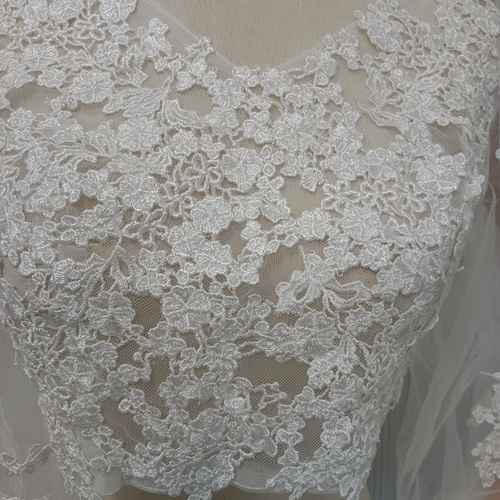 送料無料！ボレロ ロングスリーブ 美しい花レース Vネックドレス  