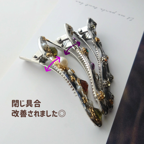 デイジー✥ヘアクリップ2個セット▷▷ゴールド×モスグリーン