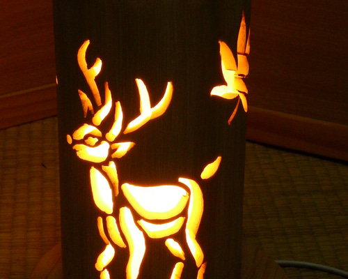 竹灯り・竹あかり・竹灯籠・竹ランプ   両面彫り～～ 癒しの灯り★古都★～～ 竹灯り・竹あかり・竹灯籠・竹灯篭・竹ランプ 両面彫り～～ 癒しの灯り