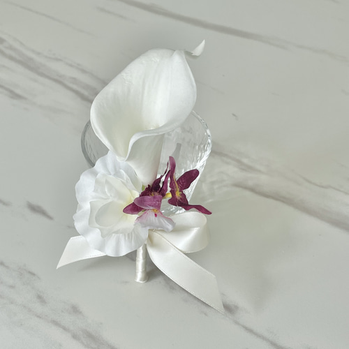 ウェディングブーケ　アームブーケ カラー胡蝶蘭♪アームブーケ ウェディングブーケ ブートニア付き