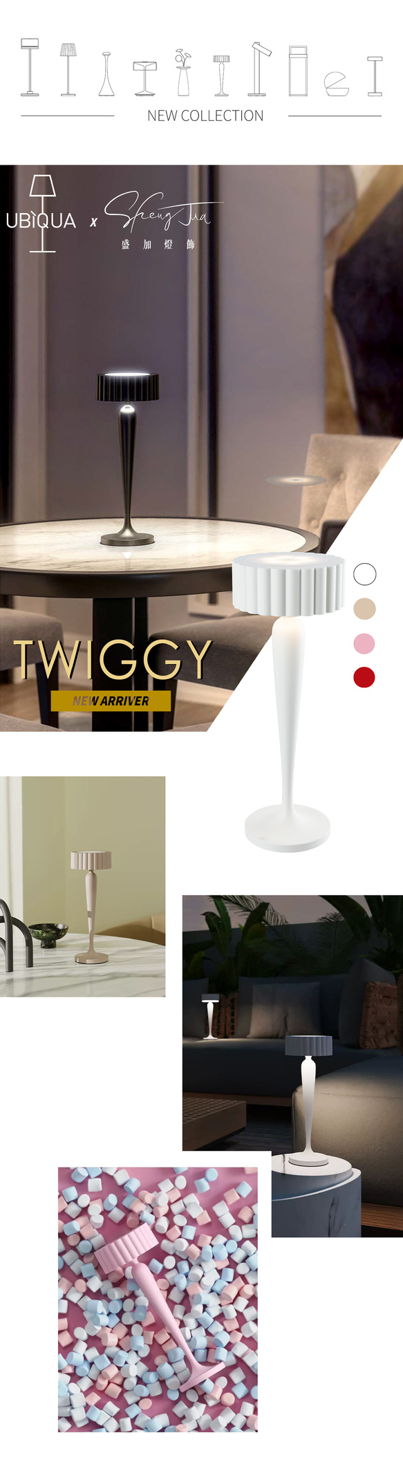 【UBIQUA イタリアブランド】LED 2.2W/Twiggy Slim USB充電式デスクランプ キャンプランプ 調光可能 2枚目の画像