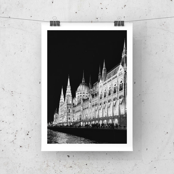 モノクロ インテリア フォト グラフィック ポスター【 ブダペストの夜 】:/P025 / 写真 海外 建築 白黒 9枚目の画像