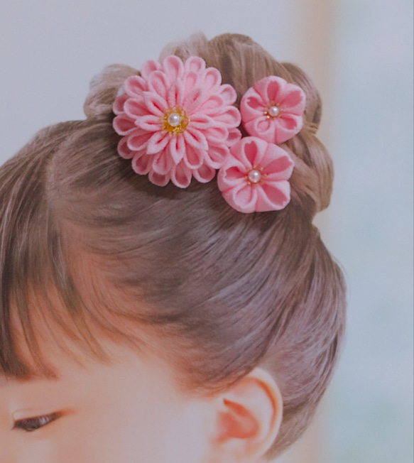 ☆匿名便送料無料☆受注生産【カラーが選べる】14色　つまみ細工の半クス　結婚式　七五三　成人式　2WAYコサージュピン 9枚目の画像