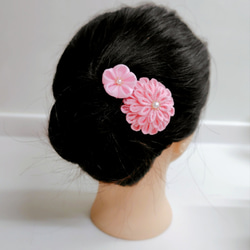 ☆匿名便送料無料☆受注生産【カラーが選べる】14色　つまみ細工の半クス　結婚式　七五三　成人式　2WAYコサージュピン 4枚目の画像