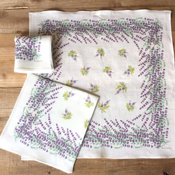 Handkerchief Lavender ラベンダー　ハンカチ　フレンチリネン100％ 1枚目の画像
