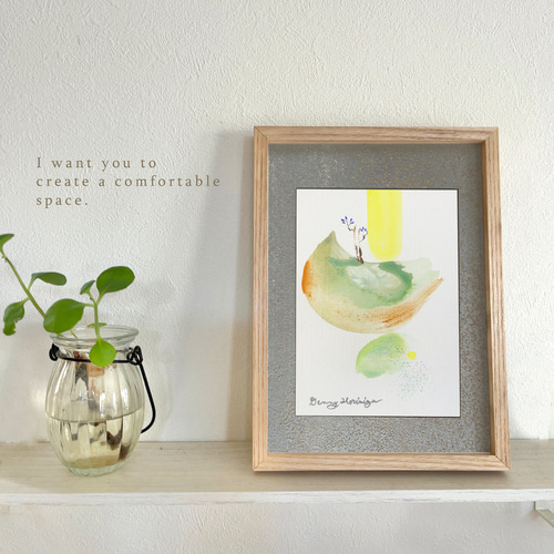 絵画　アクリル画　インテリア　雑貨 イン・ザ・パラダイス / 抽象画 77×56㎝ B2 額縁セット 原画1点