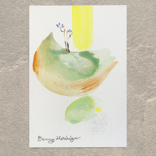 島の船 【原画／ポストカードサイズ/アクリル画】インテリアアート