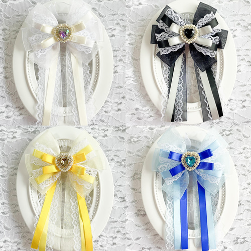 ペンライトリボン　キンブレリボン　量産型　つまみ細工　Made  黄色推し 🌸再販 キンブレリボン ペンライトリボン 推し色 黄色 天使 羽