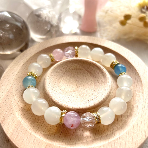 ムーンストーン&アクアマリン&ラベンダーアメジスト&アメジストカット  