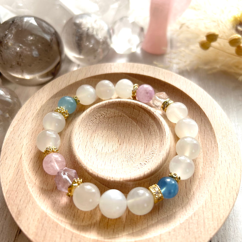 ムーンストーン&アクアマリン&ラベンダーアメジスト&アメジストカット