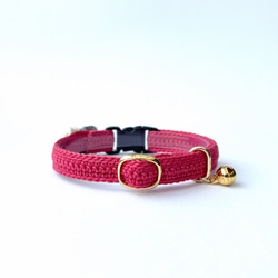 ぷっくりお花　ビビッド　猫さんにやさしい首輪【かぎ針編み　猫の首輪　猫　首輪　セーフティバックル　アジャスター】 11枚目の画像