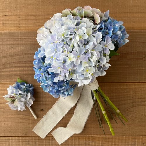 SALE】ブートニア付き紫陽花ブーケ ブーケ violaflower 通販 SALE】ブートニア付き紫陽花ブーケ ブーケ violaflower 通販