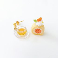 ‎petit gateauオレンジロールケーキのイヤリング/ピアス⁺ 1枚目の画像