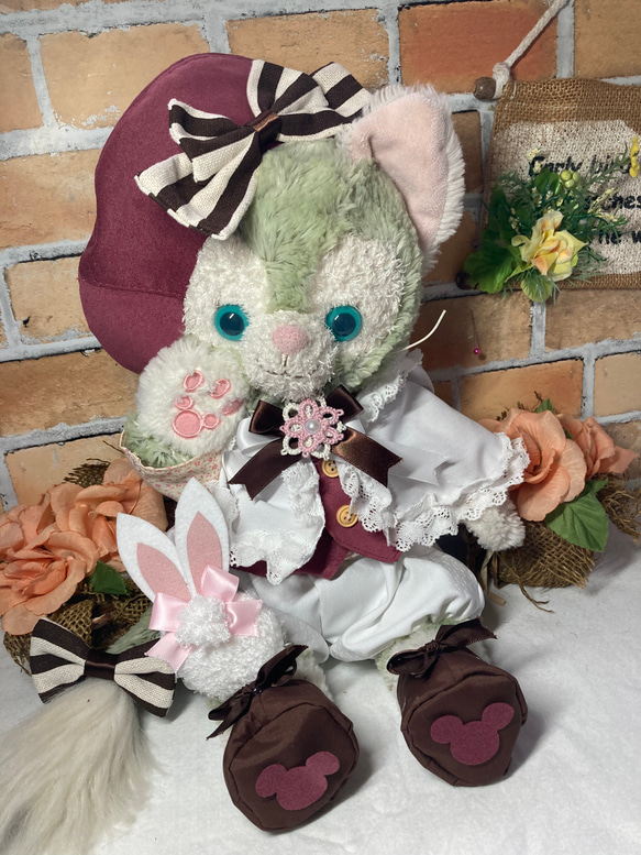 ジェラトーニ S ピンク色うさぎ10点コスチューム ベレー帽 リーナベル