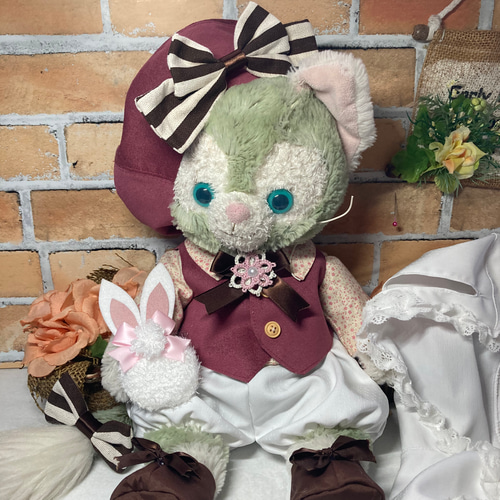 ジェラトーニ S ピンク色うさぎ10点コスチューム ベレー帽 リーナベル