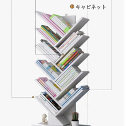 本棚 本収納 コミックラック お洒落ラック ジグジャグ 樹木設計 ナチュラルウッド ホワイト 5枚目の画像