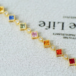 「虹」K18  天然カラーサファイア　天然ダイヤモンド　成功　誠実　慈愛　9月誕生石　ブレスレット 3枚目の画像