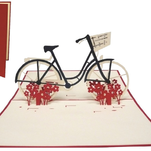 切り絵カード、自転車3Dカード、可愛い切り紙メッセージカード、立体 