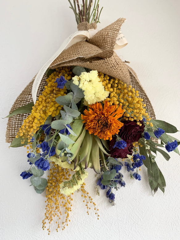 ドライフラワー︎✿︎✿ミモザとマリーゴールドのスワッグ スワッグ は