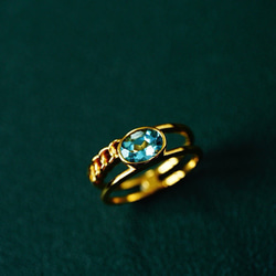 「初夏」K18イエローゴールド　天然アクアマリン　天然ダイヤモンド　リング　和名藍玉　水宝玉 3月誕生石　海　ブルー 7枚目の画像