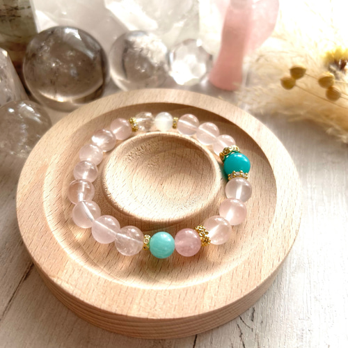 アマゾナイト&モルガナイト&ムーンストーン&ローズクォーツ&水晶