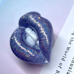Flashくちびるスマホグリップ (Aurora purple)下唇噛むＶｅｒ． 5枚目の画像
