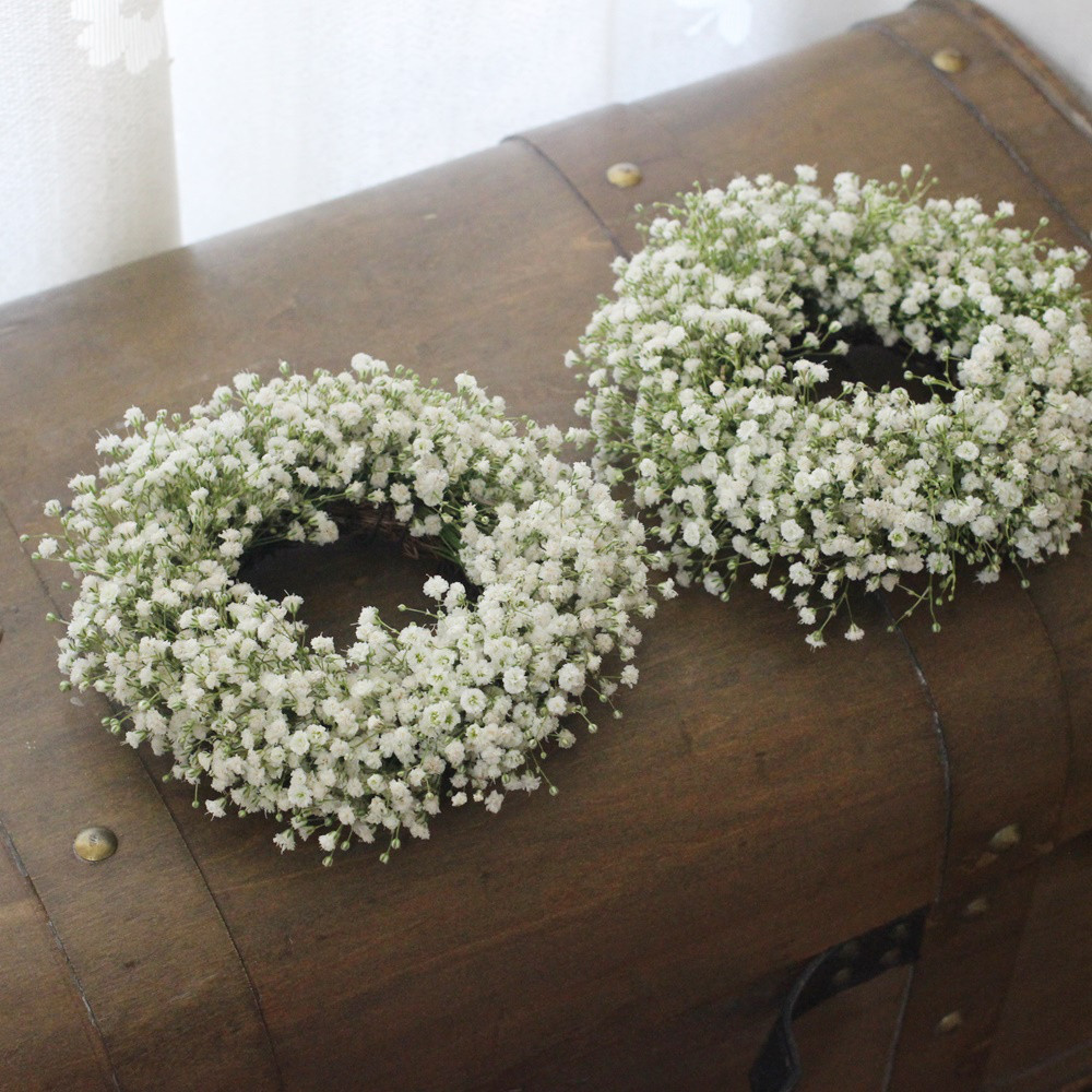 リース　かすみ草　ドライフラワー かすみそうふわふわリース ドライフラワー petit chocolat 通販