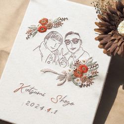 【wedding】ビーズと線画の刺繍ボード【オーダー】ウェディング　ウェルカムボード　結婚祝い　結婚式　刺繍パネル 3枚目の画像