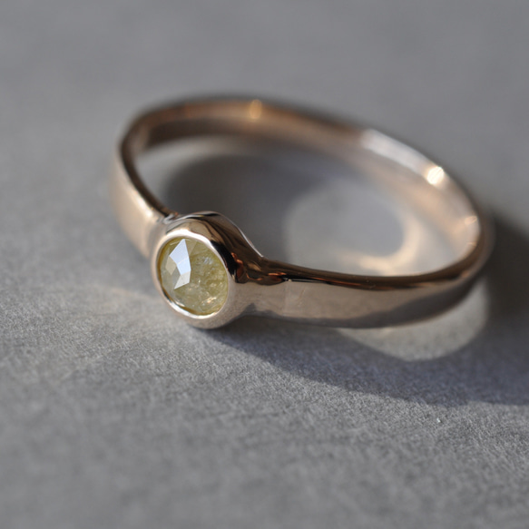【K10】Natural Diamond ring  ローズカット ナチュラルダイヤモンド リング　イエロー 3枚目の画像