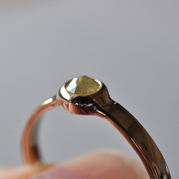 【K10】Natural Diamond ring  ローズカット ナチュラルダイヤモンド リング　イエロー 6枚目の画像