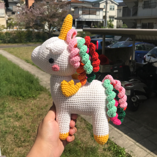 ユニコーンのポニーちゃんあみぐるみ編みおもちゃ出産お祝い子供誕生日