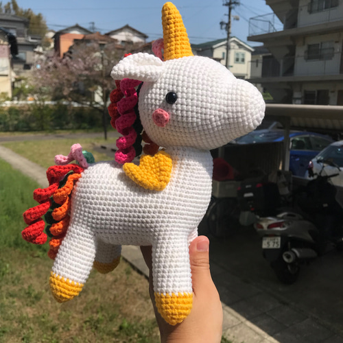 ユニコーンのポニーちゃんあみぐるみ編みおもちゃ出産お祝い子供誕生日