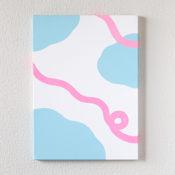原画M】リボン舞う空｜インテリア モダンアート 抽象画 北欧 春色新作