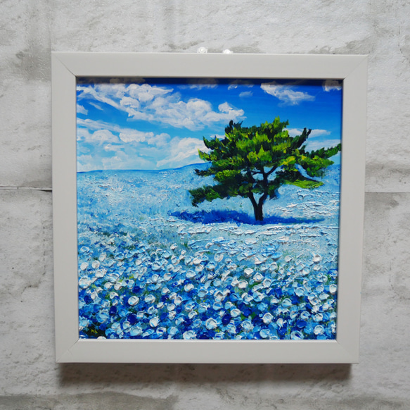 油絵 油彩 油彩画 絵画 絵 ミニ絵画 【ネモフィラの丘】 絵画 油絵 油彩 油彩画 絵画 絵 ミニ絵画 【ネモフィラの丘】 絵画