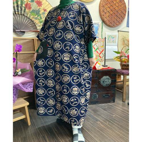 本染め香蘭浴衣反物からの リメイクワンピース