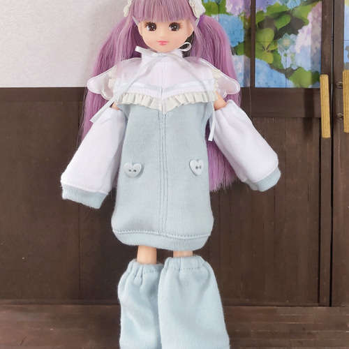 ドール服 リカちゃん 27cmドール ハートボタン♡ジャージワンピ