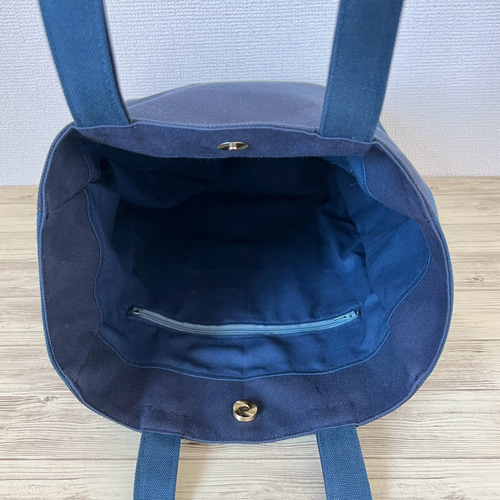 縦長トートバッグ 紺 ネイビー 帆布 Lサイズ 倉敷帆布使用